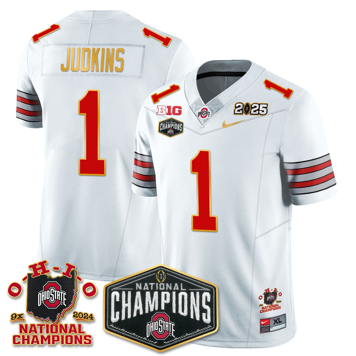 OSU 'Heritage Stripe' 2025 CFP Patch - National Champions Jersey N8 - All Stitched