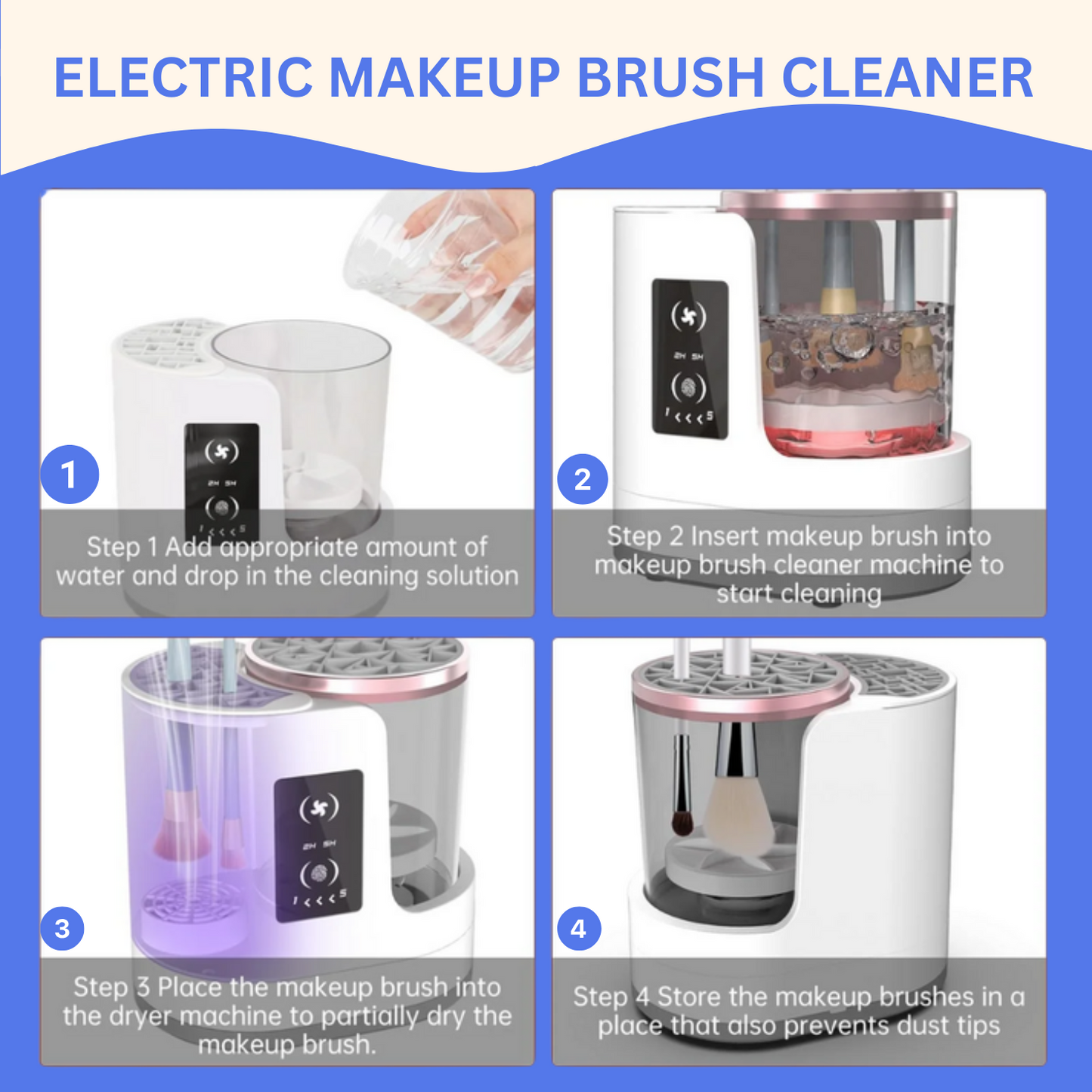 3 In 1 Electric Makeup Brush Cleaner - Dryer -  Holder Machine