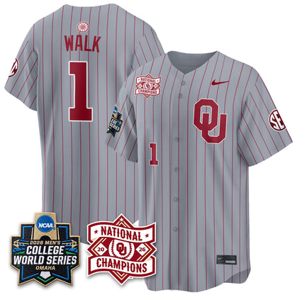Oklahoma Sooners Nike 2026 NCAA Baseball Men's College World Series Champions Vapor Jersey - Stitched
