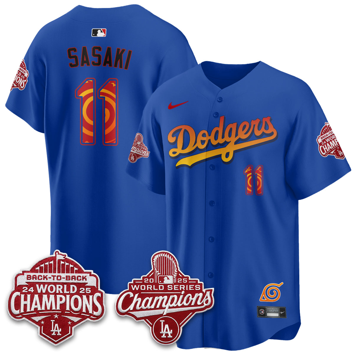 Los Angeles Dodgers x The Knucklehead Ninja Vapor Jersey - Stitched