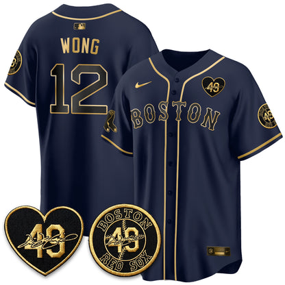 BOS Tim Wakefield Memorial Patch Vaper Premier Limited Gold Edition Jersey - All Stitched