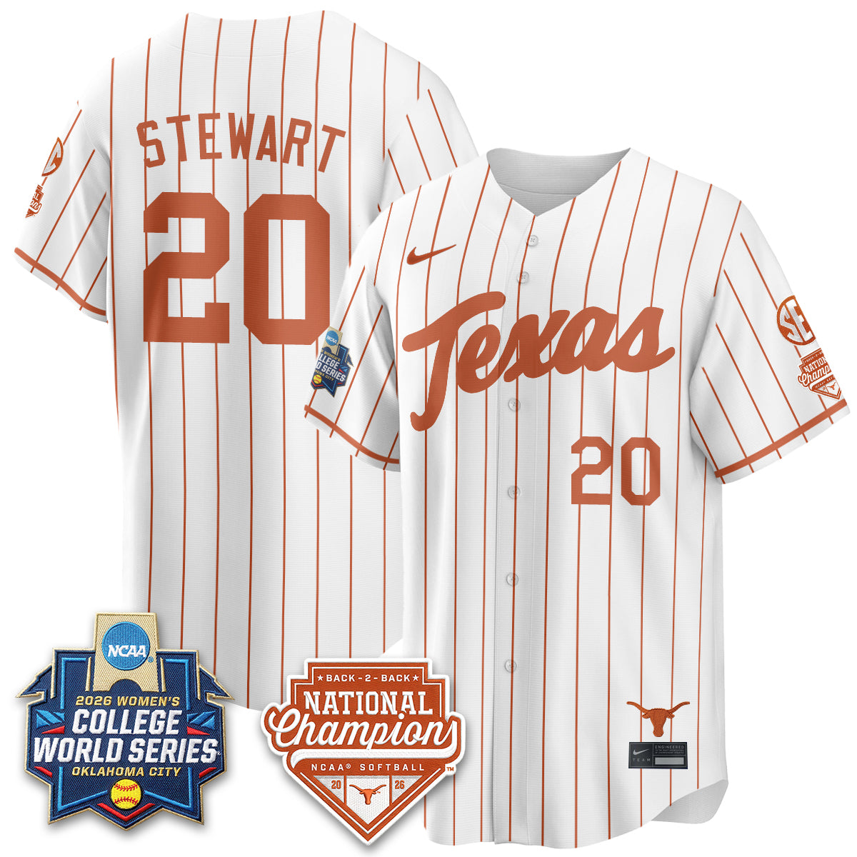 Texas Longhorns Softball 2026 World Series (WCWS) Vapor Premier Limited Jersey - B2B Champs - All Stitched