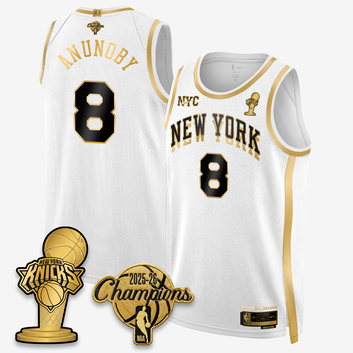 New York Knicks 2026 NBA Champions Gold Edition Vapor Jersey - Stitched