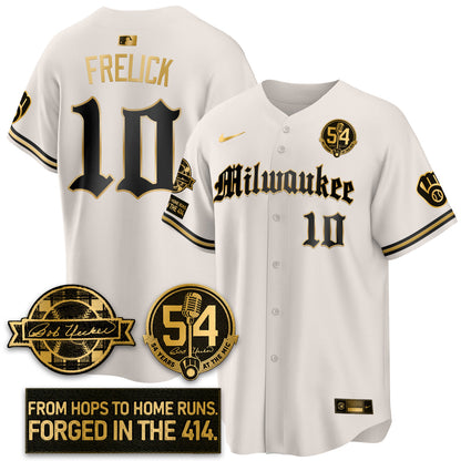 MIL Bob Uecker Patch Vapor Premier Limited Jersey - Gothic Edition - All Stitched