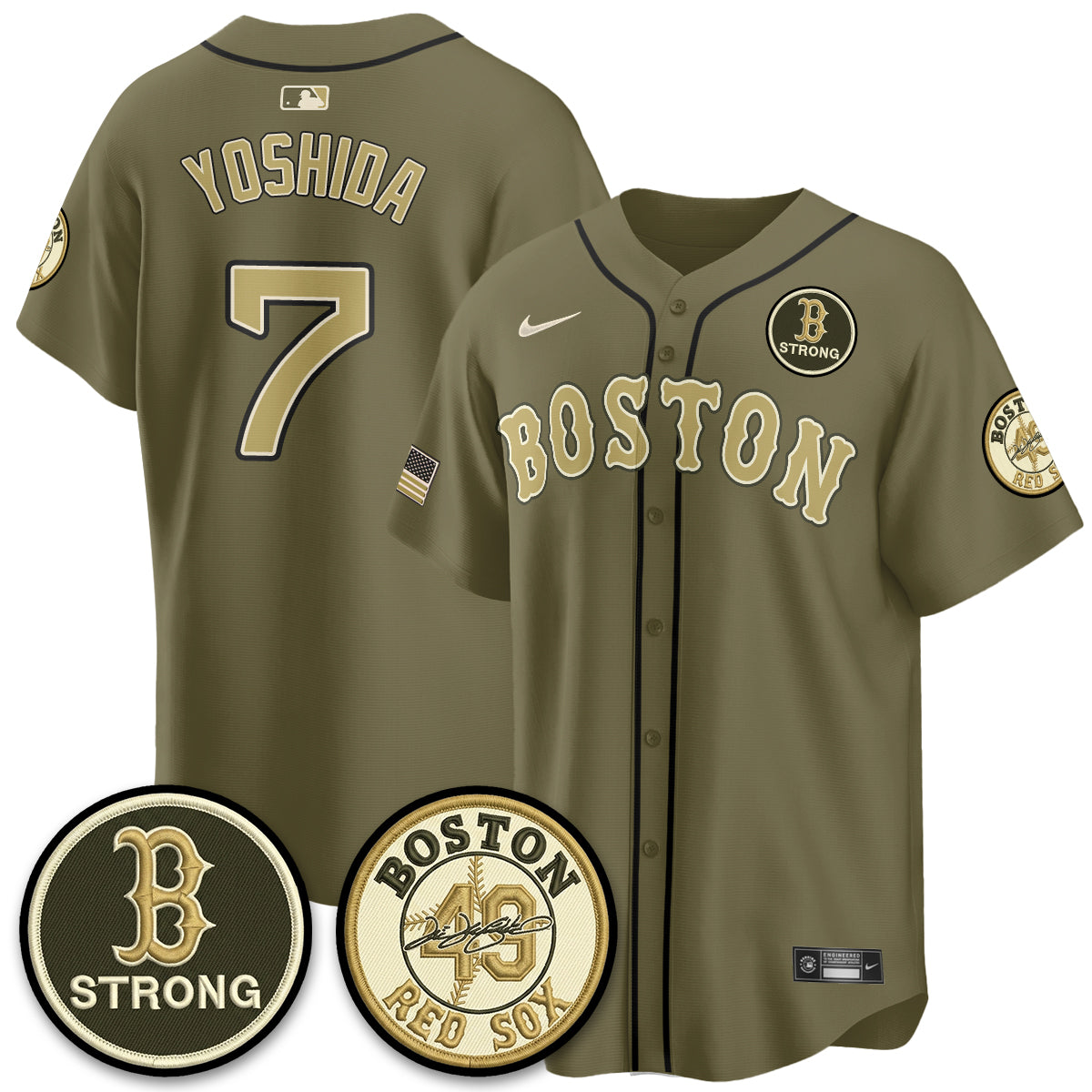 BOS New Era Olive 2026 Armed Forces Day Jersey - All Stitched