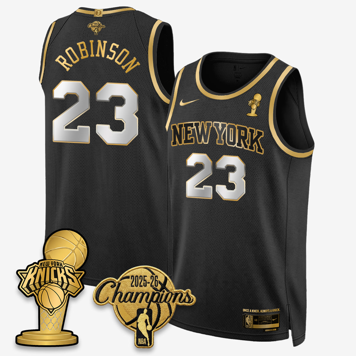 New York Knicks 2026 NBA Champions Gold Edition Vapor Jersey - Stitched