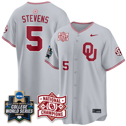 Oklahoma Sooners Nike 2026 NCAA Baseball Men's College World Series Champions Vapor Jersey - Stitched