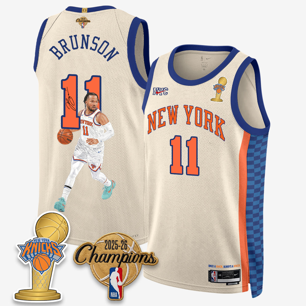 New York Knicks 2026 Basketball Jalen Brunson Champions Vapor Jersey - Stitched