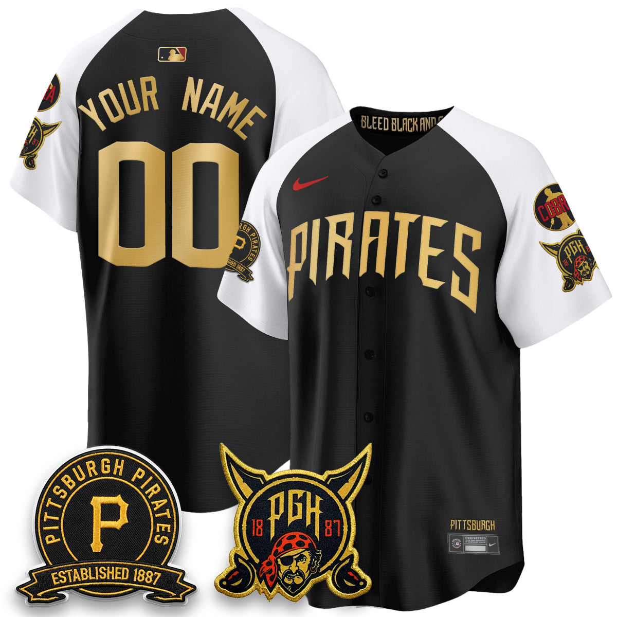 PIT 2026 City Connect Vapor Limited Custom Jersey - Cobra & Est 1887 Patch - All Stitched