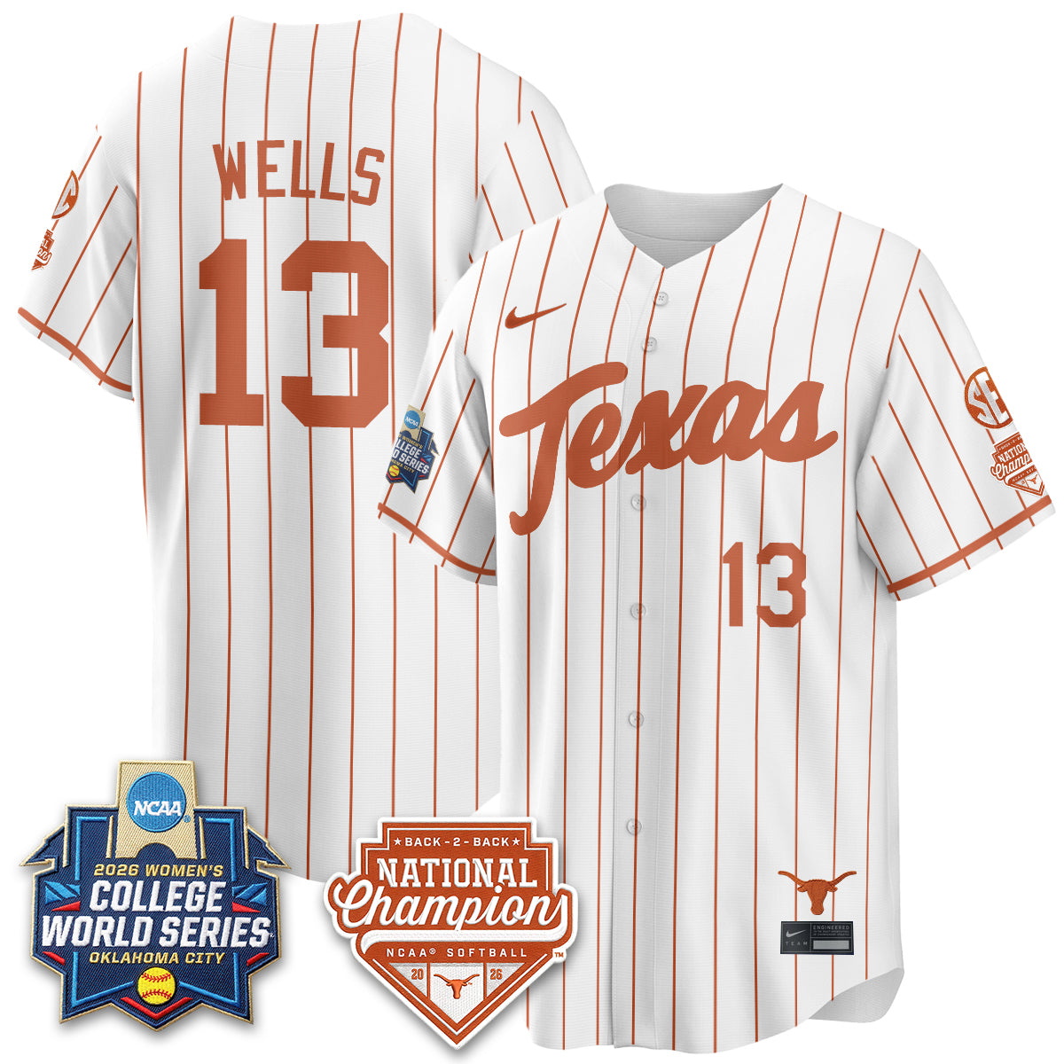 Texas Longhorns Softball 2026 World Series (WCWS) Vapor Premier Limited Jersey - B2B Champs - All Stitched