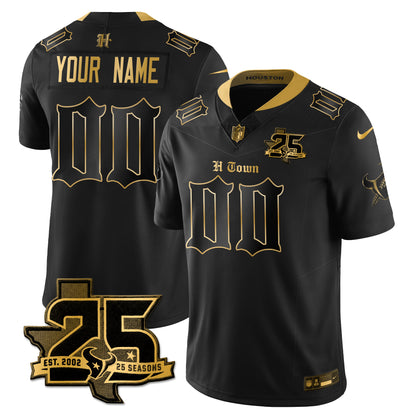 HOU 25th Seasons in 2026 Gothic Vapor Gold Edition Custom Limited Jersey - All Stitched