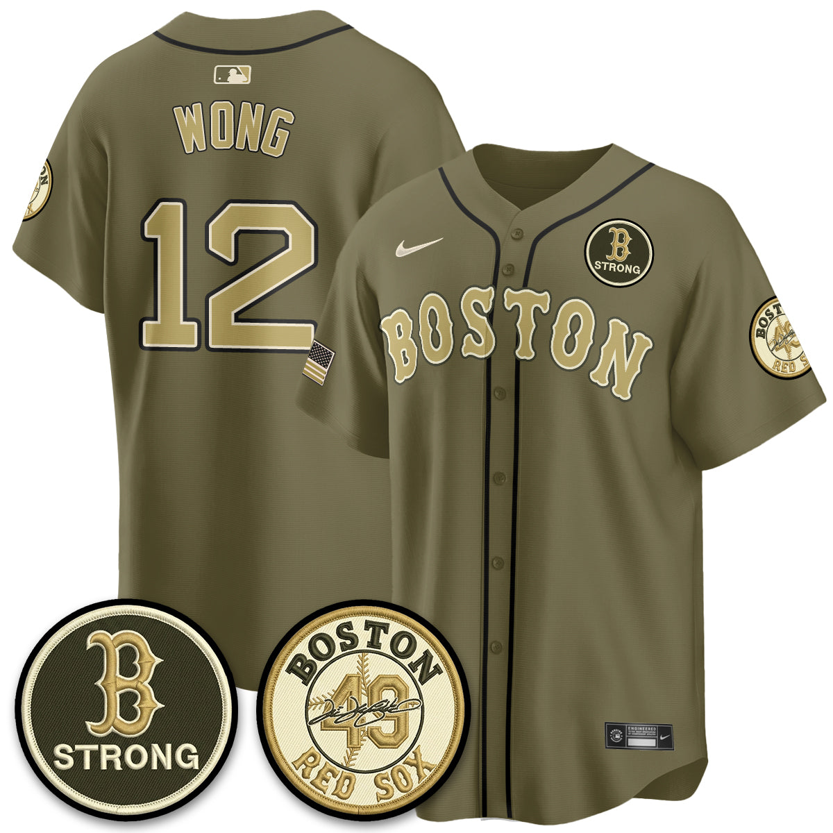 BOS New Era Olive 2026 Armed Forces Day Jersey - All Stitched