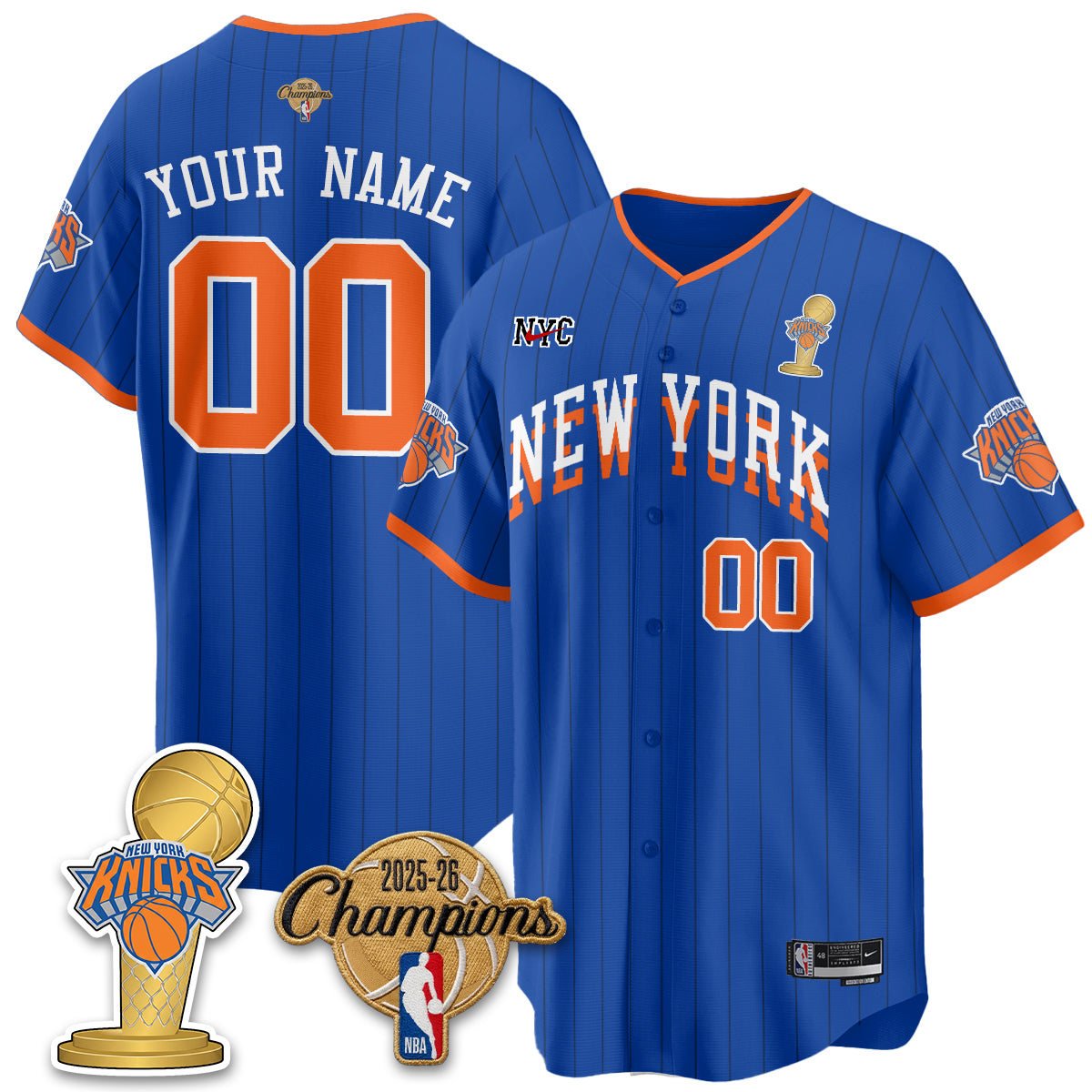 NYK 2026 NBA Champions Vapor Custom Jersey - Stitched