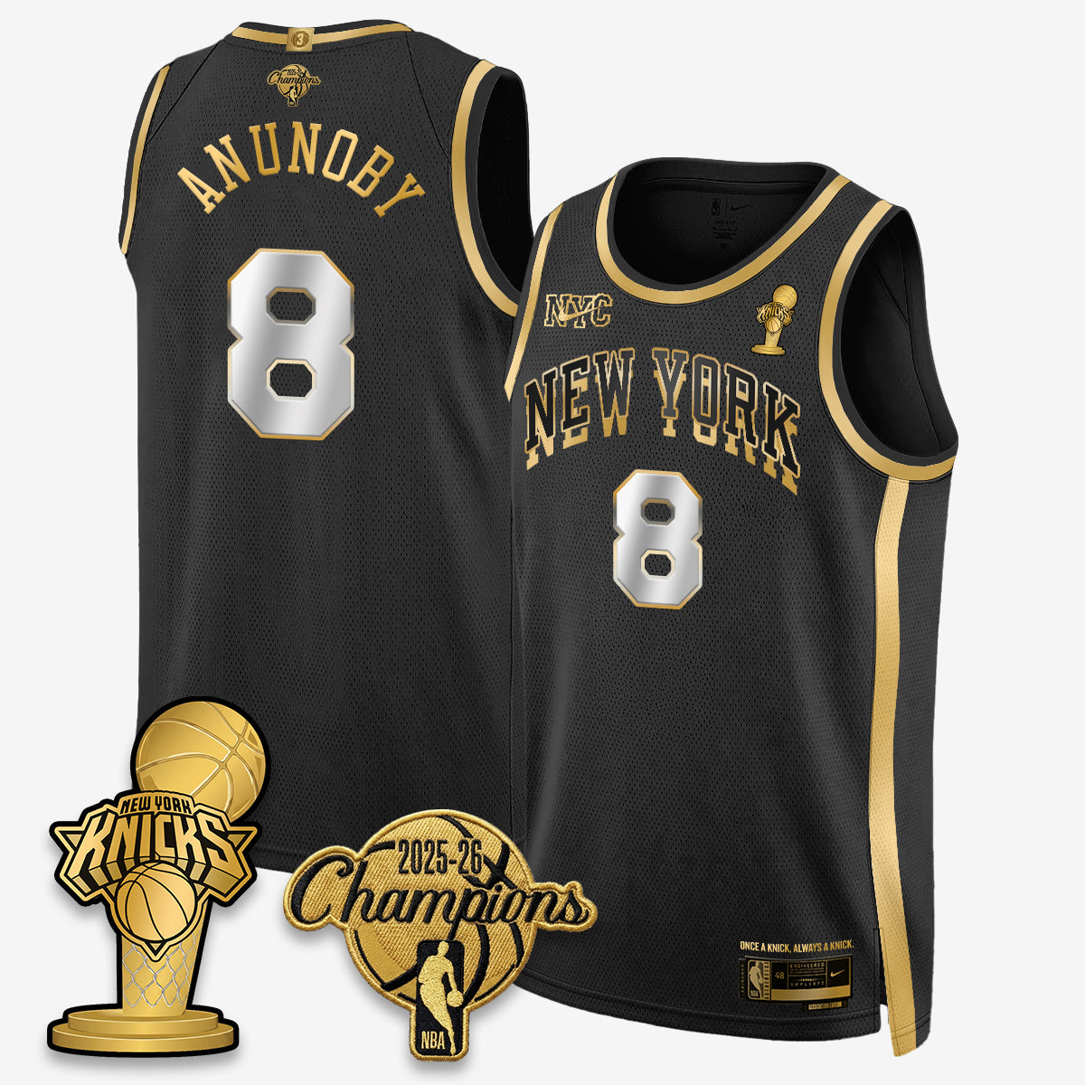 New York Knicks 2026 NBA Champions Gold Edition Vapor Jersey - Stitched