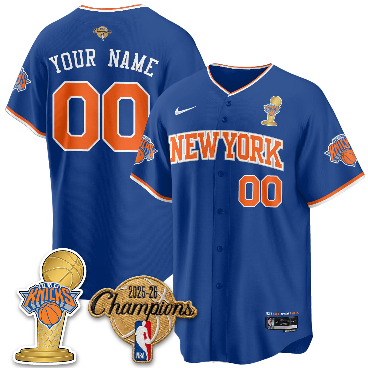 NYK 2026 NBA Champions Vapor Custom Jersey - Stitched
