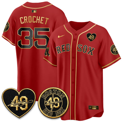 BOS Tim Wakefield Memorial Patch Vaper Premier Limited Gold Edition Jersey - All Stitched