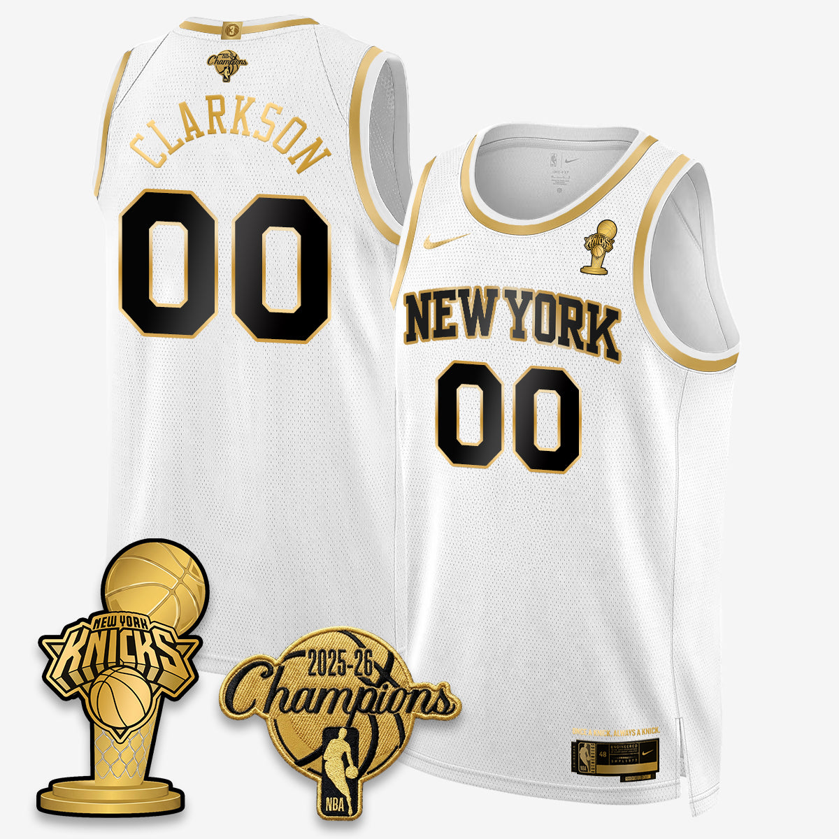 New York Knicks 2026 NBA Champions Gold Edition Vapor Jersey - Stitched