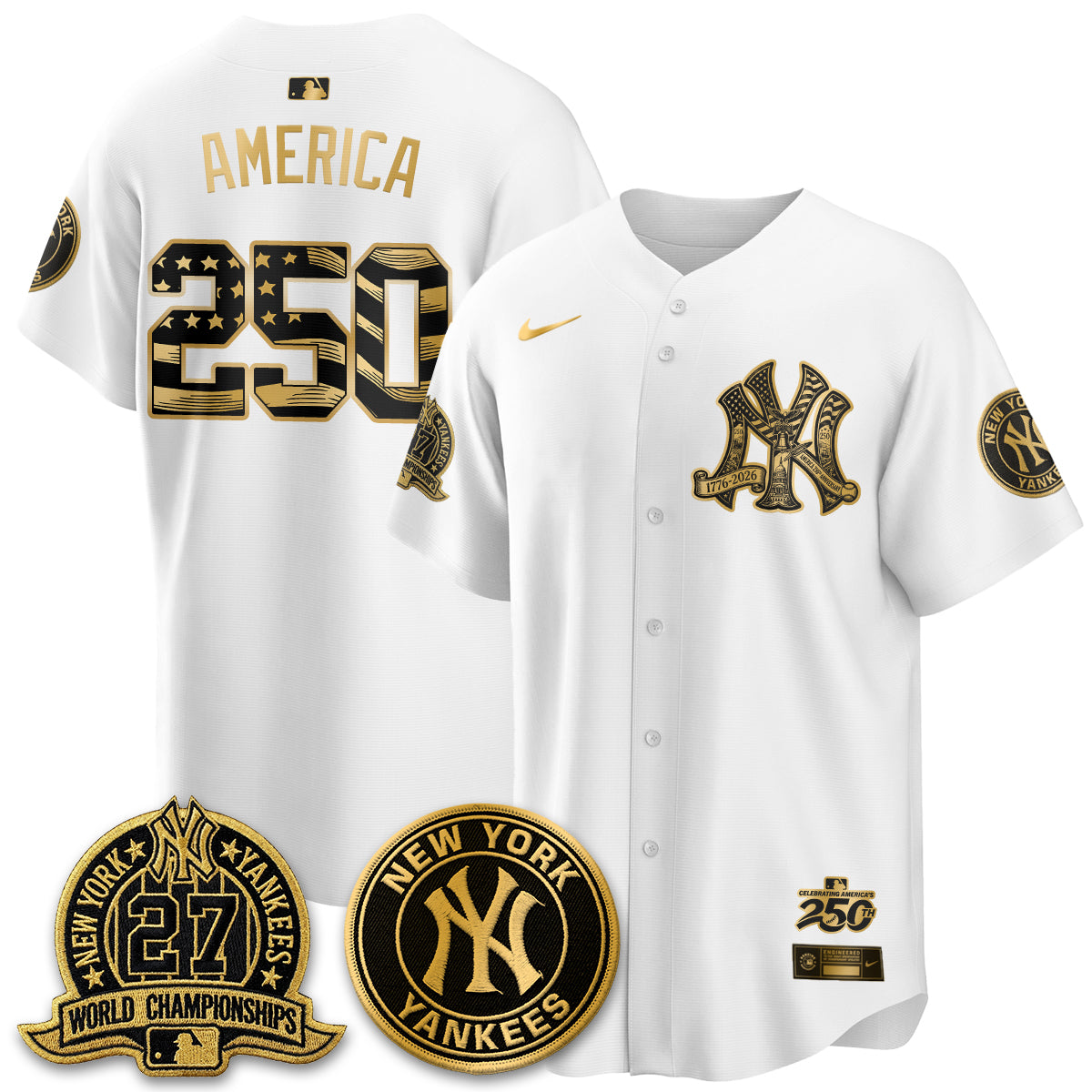 NYY Fourth of July USA Vapor Limited Jersey - Stitched