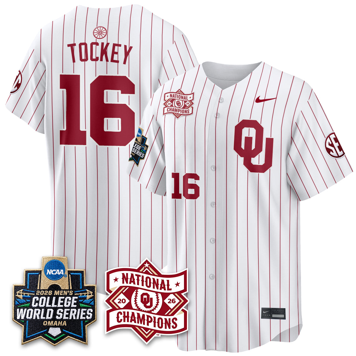 Oklahoma Sooners Nike 2026 NCAA Baseball Men's College World Series Champions Vapor Jersey - Stitched