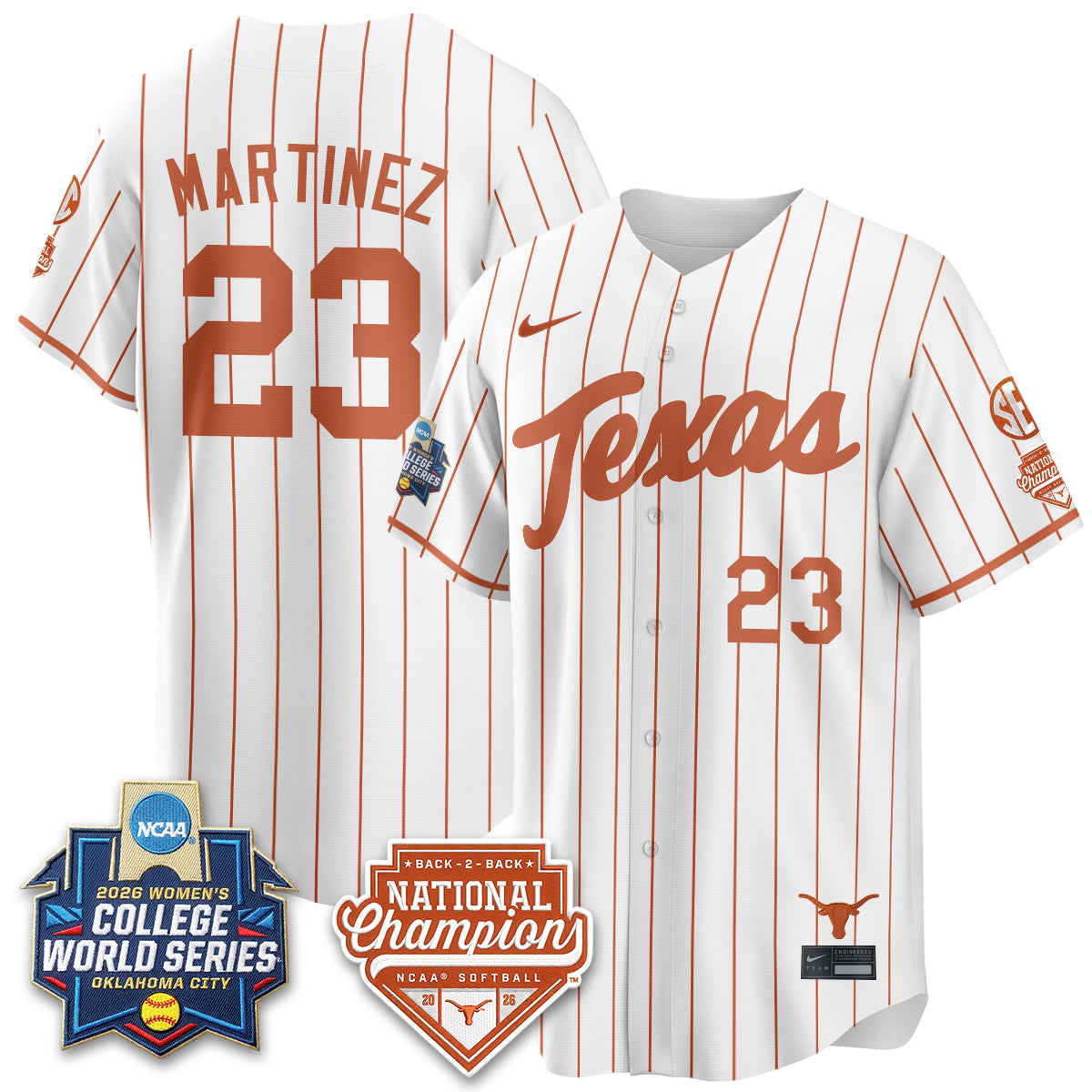Texas Longhorns Softball 2026 World Series (WCWS) Vapor Premier Limited Jersey - B2B Champs - All Stitched