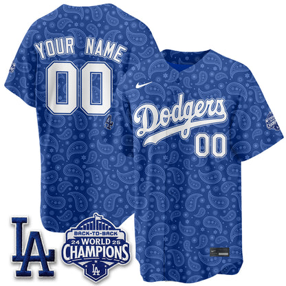 Los Angeles Dodgers Paisley Vapor Custom Jersey - Stitched