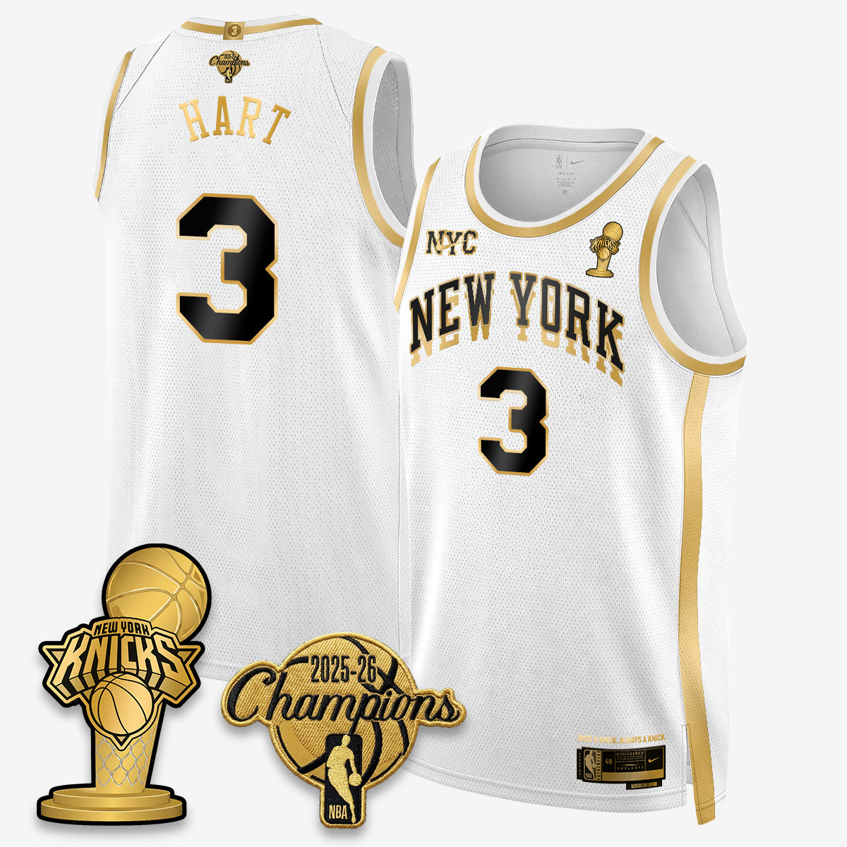New York Knicks 2026 NBA Champions Gold Edition Vapor Jersey - Stitched