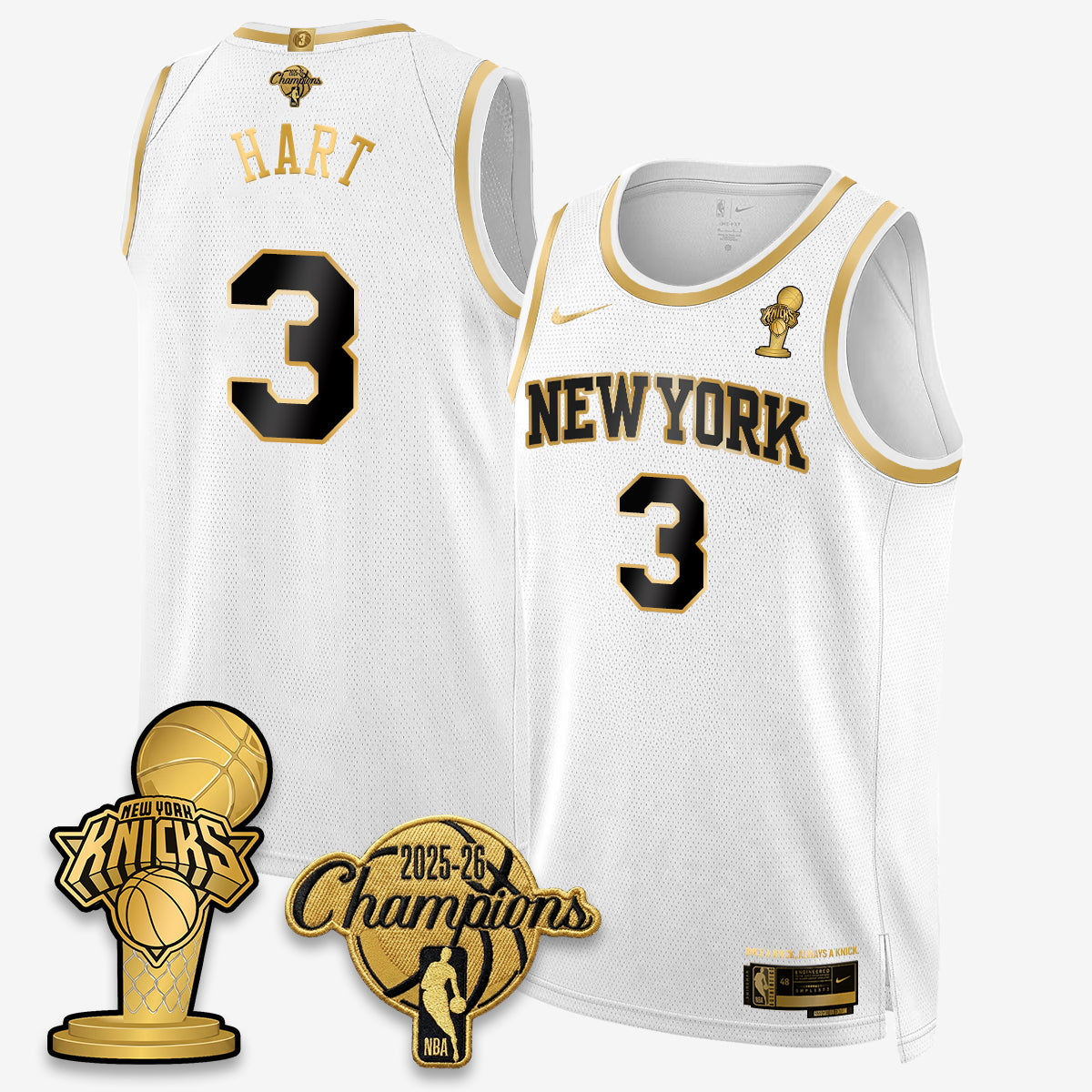New York Knicks 2026 NBA Champions Gold Edition Vapor Jersey - Stitched