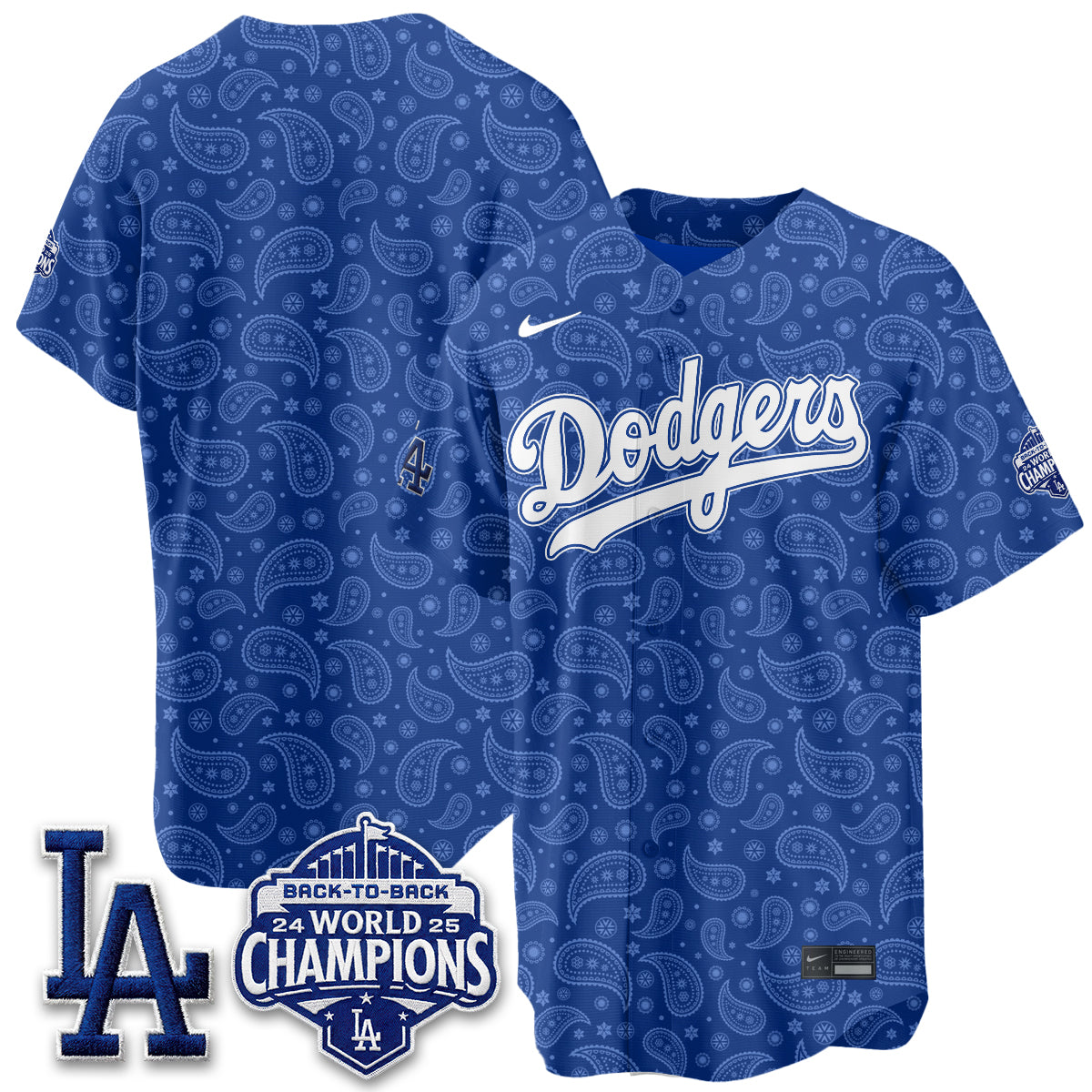 Los Angeles Dodgers Paisley Vapor Jersey - Stitched
