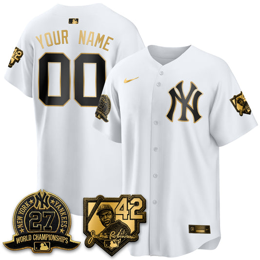NYY 2026 Jackie Robinson Day Vapor Limited Gold Edition Custom Jersey - All Stitched
