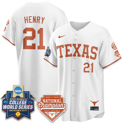 Texas Longhorns Softball 2026 World Series (WCWS) Vapor Premier Limited Jersey - B2B Champs - All Stitched