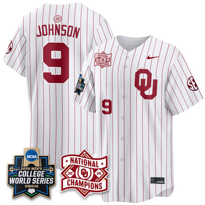Oklahoma Sooners Nike 2026 NCAA Baseball Men's College World Series Champions Vapor Jersey - Stitched