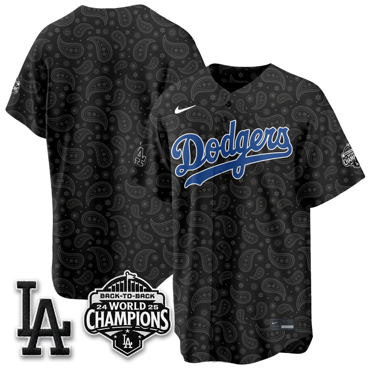 Los Angeles Dodgers Paisley Vapor Jersey - Stitched