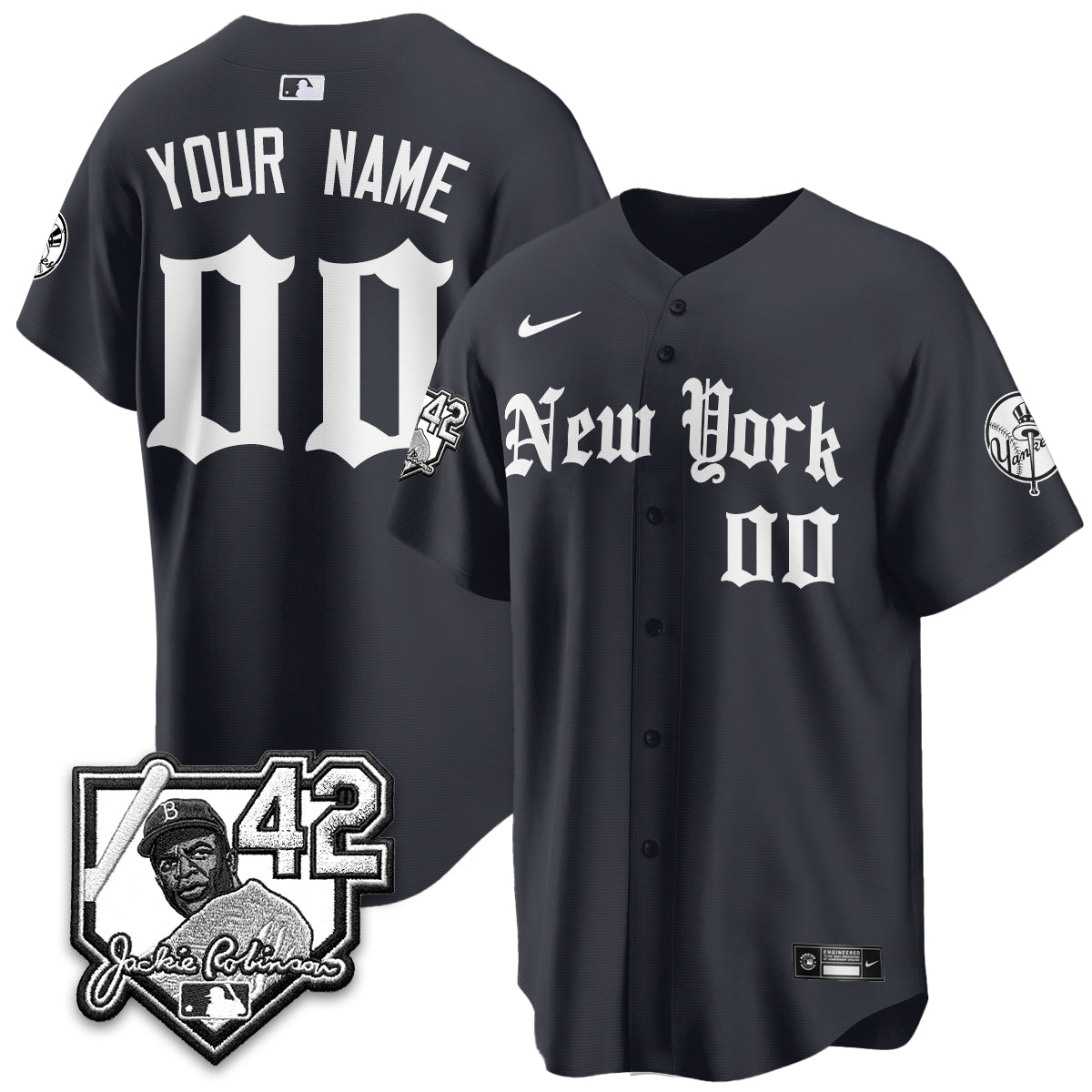 NYY 2026 Jackie Robinson Day Gothic Vapor Custom Limited Jersey - All Stitched