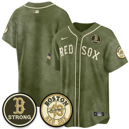 BOS New Era Olive 2026 Armed Forces Day Jersey - All Stitched