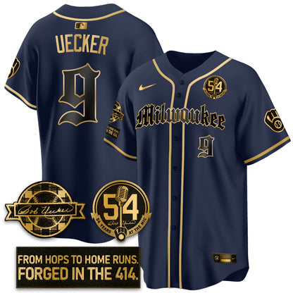 MIL Bob Uecker Patch Vapor Premier Limited Jersey - Gothic Edition - All Stitched