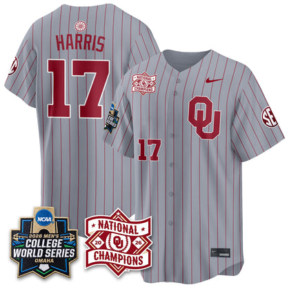 Oklahoma Sooners Nike 2026 NCAA Baseball Men's College World Series Champions Vapor Jersey - Stitched
