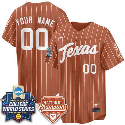 Texas Longhorns Softball 2026 World Series (WCWS) Vapor Premier Limited Custom Jersey - B2B Champs - All Stitched