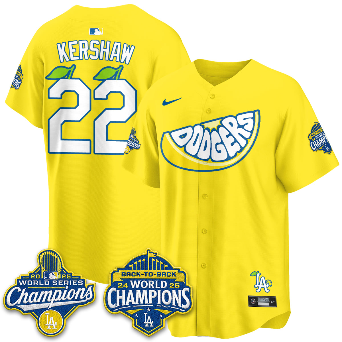 Los Angeles Dodgers Lemonade Collection Vapor Jersey - Stitched