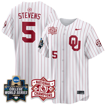 Oklahoma Sooners Nike 2026 NCAA Baseball Men's College World Series Champions Vapor Jersey - Stitched