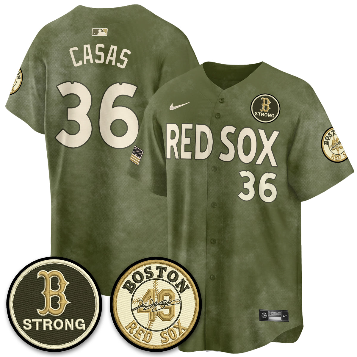 BOS New Era Olive 2026 Armed Forces Day Jersey - All Stitched