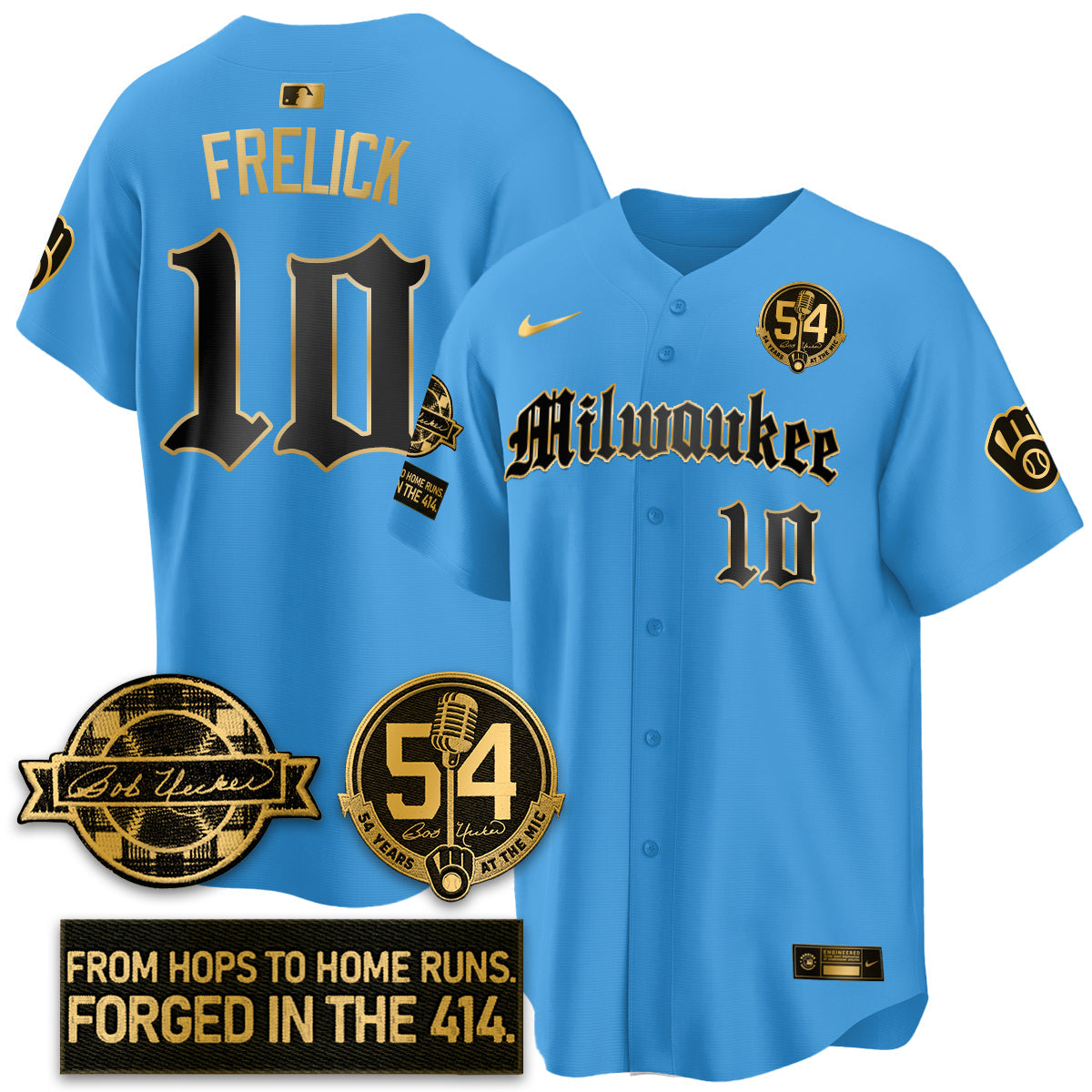 MIL Bob Uecker Patch Vapor Premier Limited Jersey - Gothic Edition - All Stitched