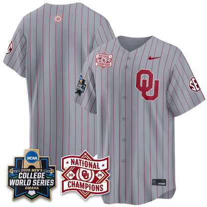Oklahoma Sooners Nike 2026 NCAA Baseball Men's College World Series Champions Vapor Jersey - Stitched