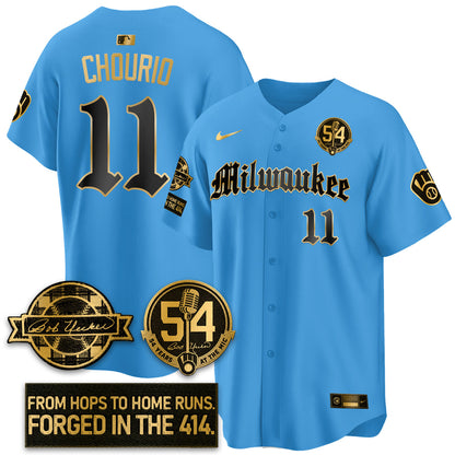 MIL Bob Uecker Patch Vapor Premier Limited Jersey - Gothic Edition - All Stitched
