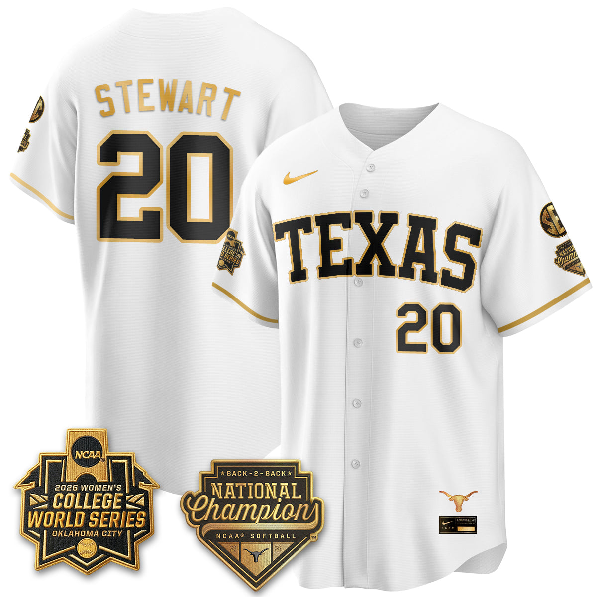 Texas Longhorns Softball 2026 World Series (WCWS) Vapor Premier Limited Jersey - B2B Champs - All Stitched