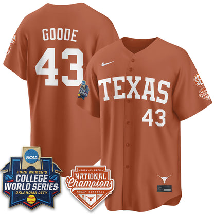 Texas Longhorns Softball 2026 World Series (WCWS) Vapor Premier Limited Jersey - B2B Champs - All Stitched