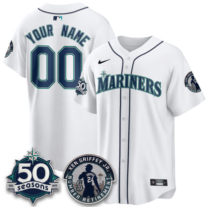 SEA Ken Griffey Jr. Patch Vapor Premier Limited Custom Jersey - All Stitched