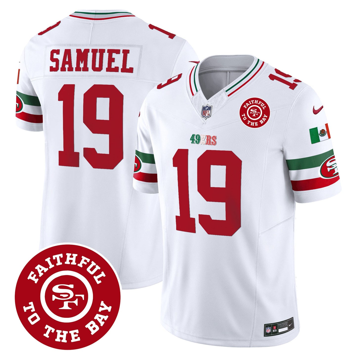 Men's 49ers Mexico Faithful To The Bay Patch Vapor Jersey - All Stitched