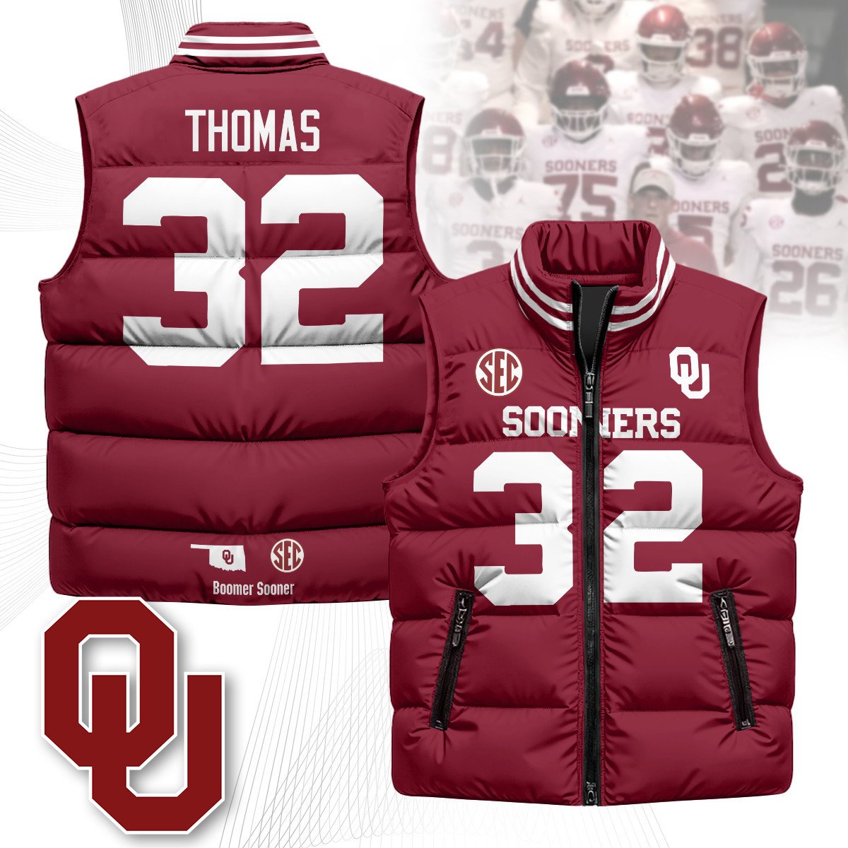 OU Unisex Puffer Vest