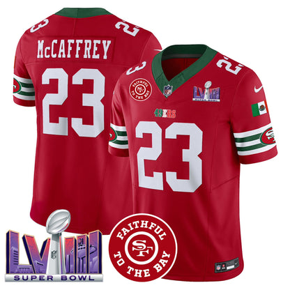Men's 49ers Mexico Faithful & Super Bowl LVIII Patch Vapor Jersey - All Stitched