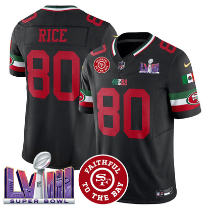 Men's 49ers Mexico Faithful & Super Bowl LVIII Patch Vapor Jersey - All Stitched